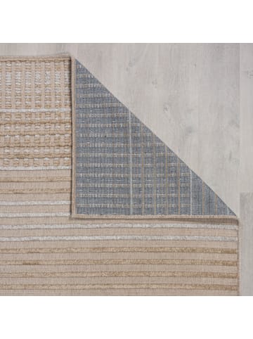 KADIMA DESIGN Maschinenwaschbarer Streifenteppich, ideal für das Familienleben in Beige