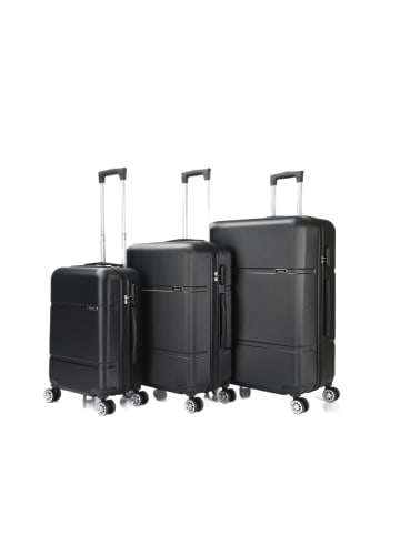 Cheffinger Reisekoffer ABS-02 Koffer 3-teilig Hartschale Trolley Set in Schwarz