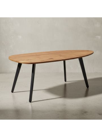 KADIMA DESIGN Couchtisch Akazie, Massivholz, moderne Nierenform, stabile Metallbeine