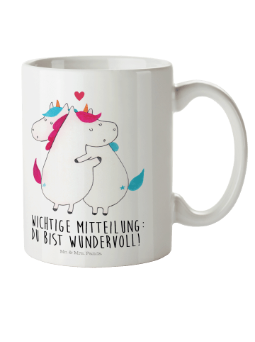 Mr. & Mrs. Panda Kindertasse Einhorn Mitteilung mit Spruch in Weiß