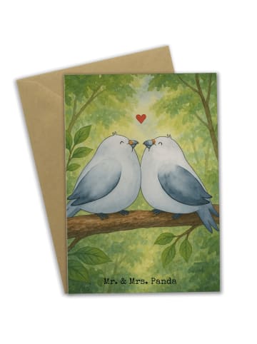 Mr. & Mrs. Panda Klappkarte Turteltauben Liebe Design ohne Spruch in Weiß