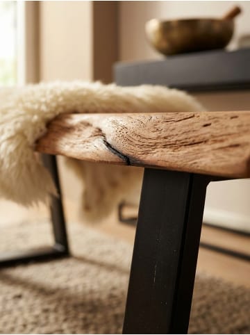 KADIMA DESIGN Holzbank Massiv | Akazie, 180x85,5cm, Baumkante, 4-Sitzer