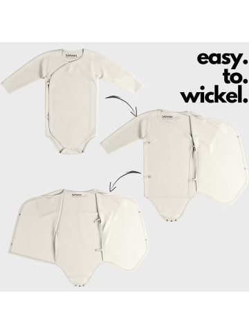 Sämann Baby Wickelbody aus 100% Bio-Baumwolle langarm nicht gerippt Simply Taupe