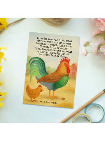 Mr. & Mrs. Panda Postkarte Hahn Korn Design mit Spruch in Weiß