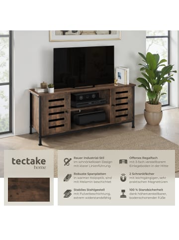 tectake TV-Board Carlow 110 x 41,5 x 50,5 cm, Industrial Holz dunkel, rustikal