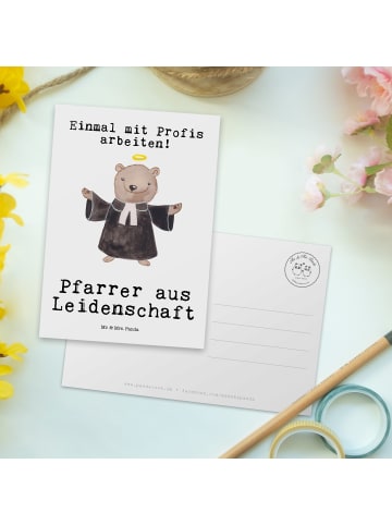 Mr. & Mrs. Panda Grußkarte Pfarrer Leidenschaft mit Spruch in Weiß