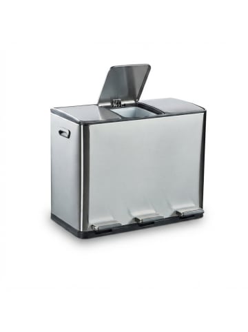 relaxdays Mülleimer in Silber - 3x 15 Liter