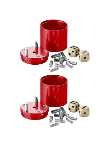 Bestsaller 2er-Set: Würfelspiel SUPER SIX Aluminum in Rot in Rot