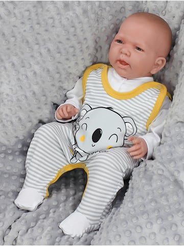 TupTam Baby Unisex Strampler-Set mit Aufdruck Spruch 2-tlg in grau/gelb