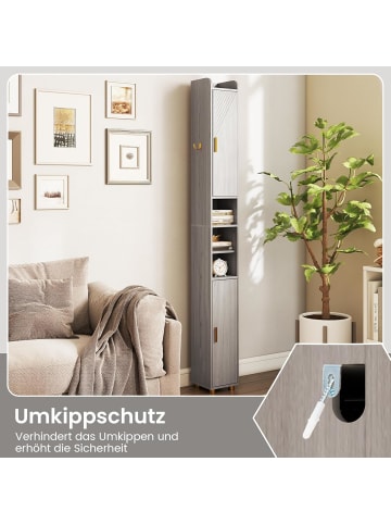 COSTWAY Badschrank schmal 20 x 20 x 180 cm in Grau