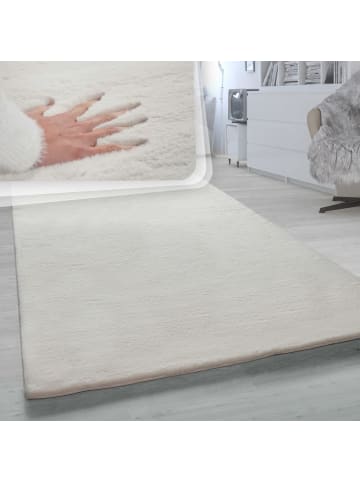 KADIMA DESIGN Hochflor Teppich Unifarben schmutzabweisend in Creme