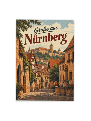 Grußkarte Stadt nostalgisch Design mit Spruch in Weiß