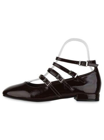 VAN HILL Riemchenballerinas Amelia in Dunkelbraun Lack