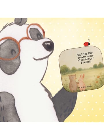 Mr. & Mrs. Panda Holzuntersetzer Bär und Hase Umarmen Design mit... in Weiß