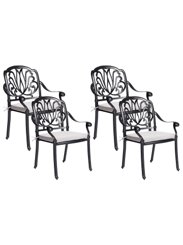 Beliani 4er-Set Esszimmerstuhl ANCONA in Schwarz/Beige