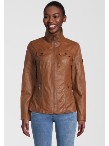 H.I.S Lederjacke mit Reverskragen in cognac