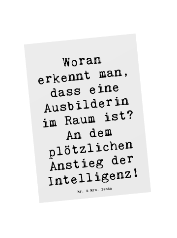 Mr. & Mrs. Panda Grußkarte Spruch Ausbilderin Intelligenz mit Sp... in Weiß