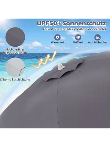 COSTWAY Sonnenschirm Strand in Grau