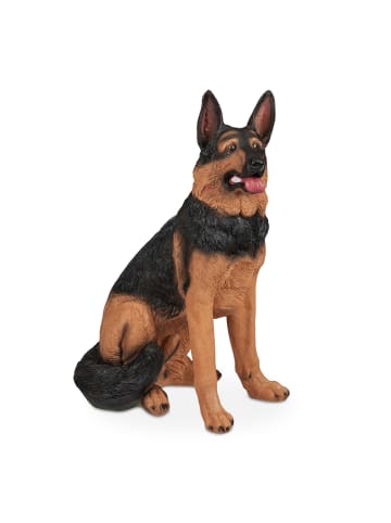 relaxdays Schäferhund Figur in Schwarz/ Braun - (B)39 x (H)85 x (T)55 cm