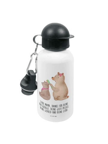 Mr. & Mrs. Panda Kindertrinkflasche Bär Kind mit Spruch in Weiß