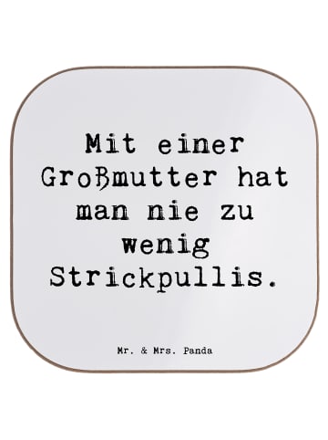 Mr. & Mrs. Panda Untersetzer Großmutter Strickpullis mit Spruch in Weiß