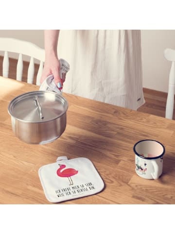 Mr. & Mrs. Panda Topflappen Flamingo Stolz mit Spruch in Weiß