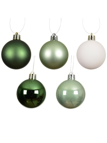 MARELIDA 30er Set Christbaumkugeln Weihnachtskugeln bruchfest D: 6cm in grün, weiß