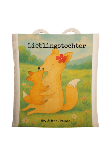 Mr. & Mrs. Panda Stoffbeutel Fuchs Mama Design mit Spruch in Weiß