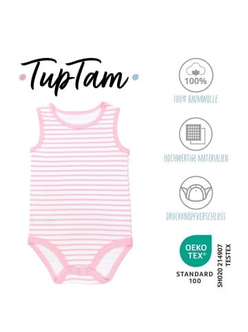 TupTam Baby Mädchen Achselbody 5er Pack in rosa/weiß