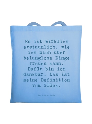 Mr. & Mrs. Panda Tote Bag Spruch Dankbarkeit für kleine Dinge mi... in Sky Blue