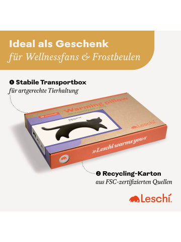 Leschi Wärmekissen 100 % Bio-Baumwolle, Körnerkissen "Katze Minina" in Schwarz