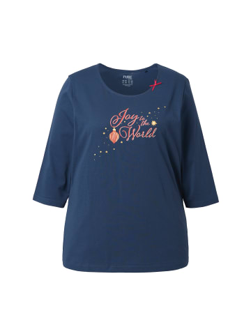 Ulla Popken Pyjama-Shirt in navy blau