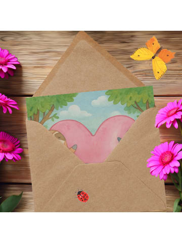 Mr. & Mrs. Panda Klappkarte Faultiere Herz Design ohne Spruch in Weiß