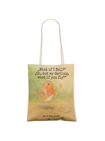 Mr. & Mrs. Panda shopping bag Rotkehlchen Federn Design mit Spruch in Weiß