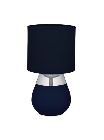 relaxdays Tischlampe in Blau/ Silber - (H)32 x Ø 18 cm