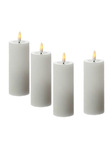 Adilina 4x LED Kerze LINA Echtwachs Rustik-Optik 5x12,5cm in weiß