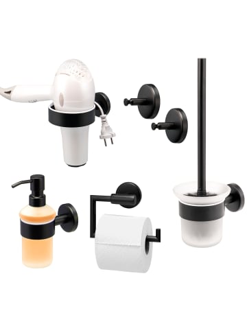 bremermann Badezimmer Zubehör-Set PIAZZA BLACK 5tlg. ca. 14,5 x 35 x 11,5 cm (B/H/T)