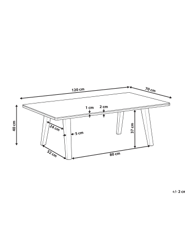 Beliani Couchtisch WALKER in Braun/Weiß - (W) 70 x (H) 40 x (L) 120 cm