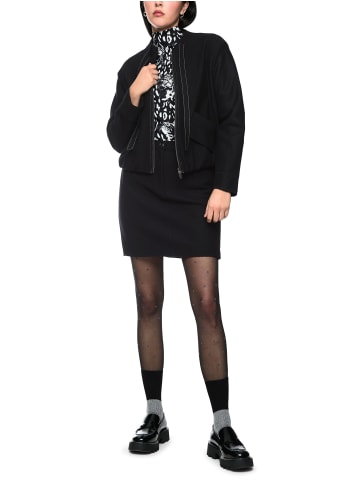 Schurwolljacke mit Stehkragen und Schleife in Black New