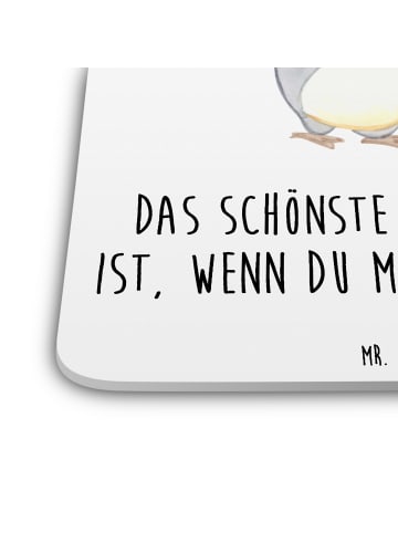 Mr. & Mrs. Panda Gläseruntersetzer Pinguine Kuscheln mit Spruch in Weiß