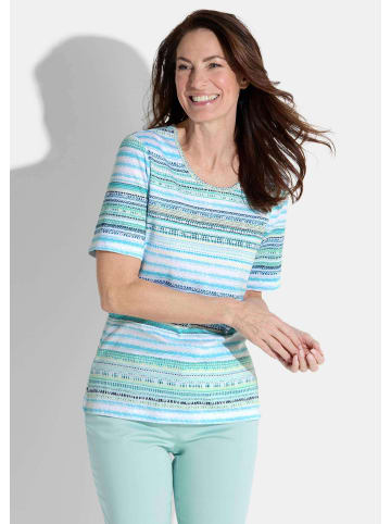 GOLDNER Shirt in türkis / mint / weiß / gemustert