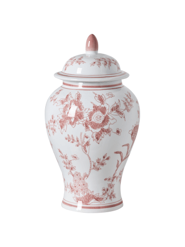 Beliani Vase mit Deckel SEWILLA in Weiß/Rot - (W) 18 x (H) 38 x (L) 18 cm