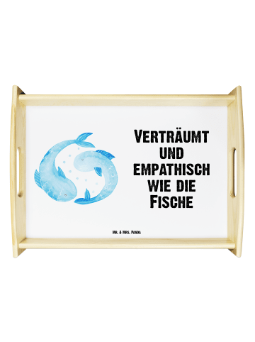 Mr. & Mrs. Panda Serviertablett Sternzeichen Fische mit Spruch in Weiß