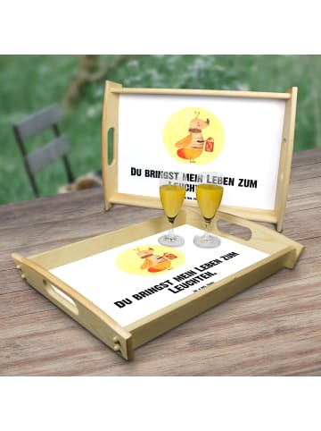 Mr. & Mrs. Panda Holztablett Glühwürmchen mit Spruch in Weiß