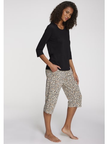 VIVANCE DREAMS Capri-Pyjama in creme-schwarz-gemustert