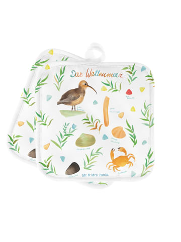 Mr. & Mrs. Panda Topfhandschuhe Wattenmeer mit Spruch in Bunt