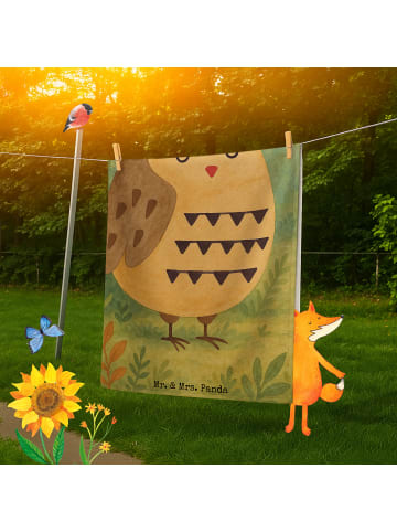 Mr. & Mrs. Panda sporthandtuch Eule Federschmuck Design mit Spruch in Weiß