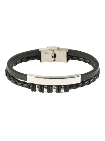 Adeliás Herren Armband – Lederarmband aus Leder 21 cm in schwarz