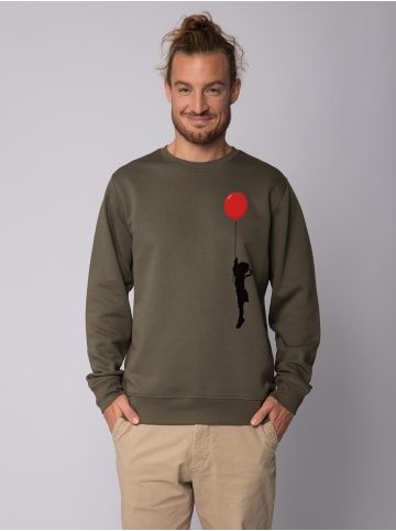 wat? Apparel Sweatshirt Mädchen mit Luftballon (print) in Khaki