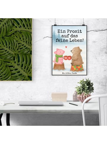 Mr. & Mrs. Panda Wandbild Glühschwein Sause Design mit Spruch in Weiß
